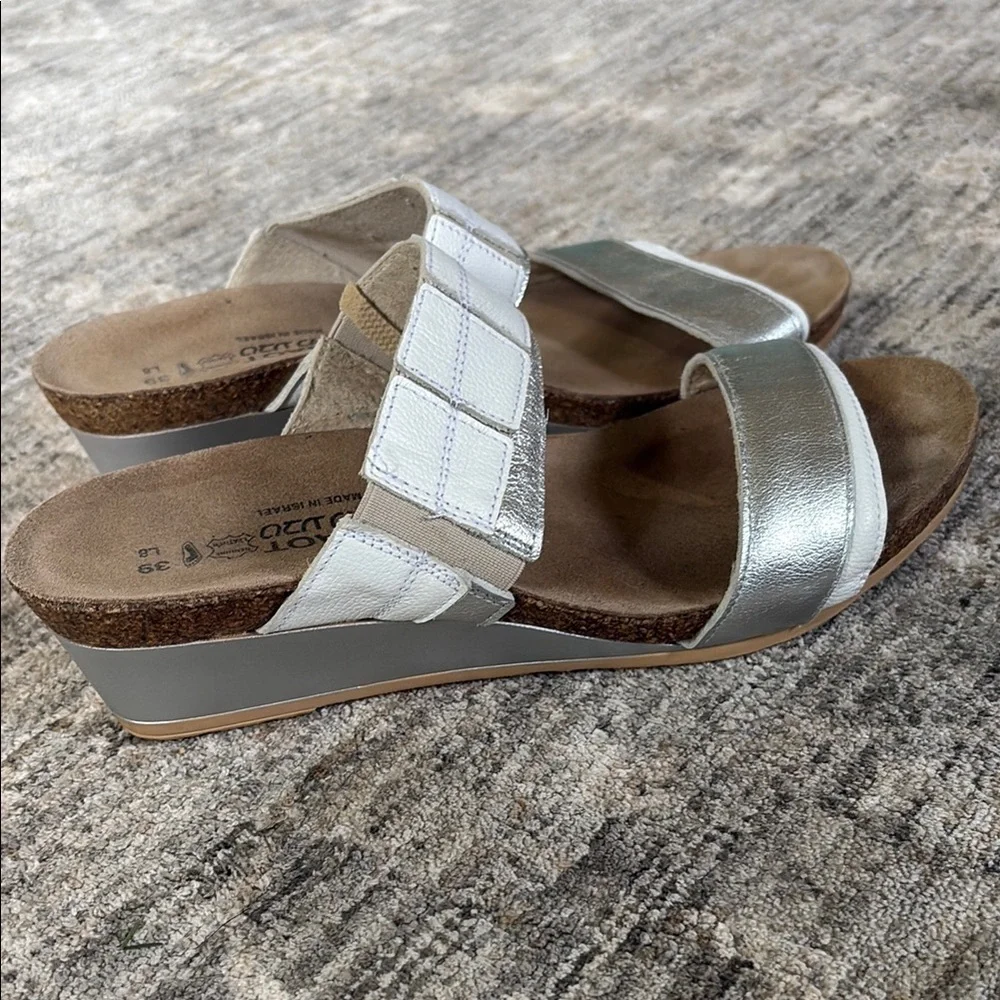 NAOT Silver White low Wedge Shoes with Comfort Design - slide on - 39 (US8)